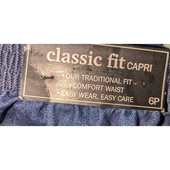 Alfred Dunner Lazy Daisy Boho Floral Jean Capri Size 6P Petite Elastic Waist NWT - Picture 7 of 7